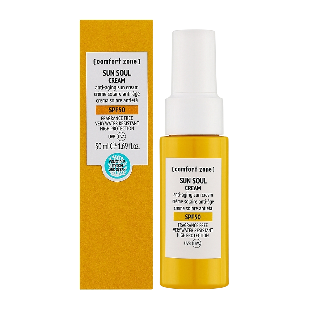 Comfort Zone Sun Soul Cream SPF50 50ml - Антивіковий водостійкий сонцезахисний крем SPF50 - фото №1 Comfort Zone Sun Soul Cream SPF50 50ml - Антивіковий водостійкий сонцезахисний крем SPF50 - фото №1